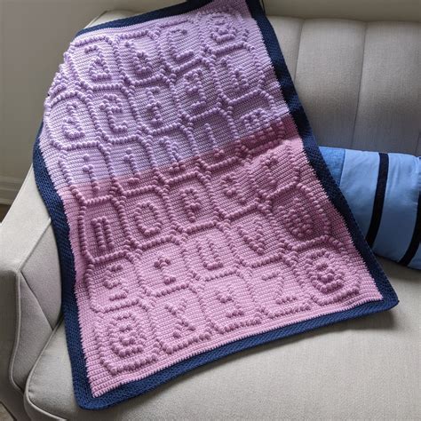 Lowercase Alphabet Baby Afghan Bobble Stitch Crochet Pattern Written