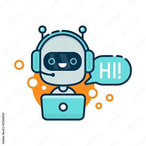 Cute Smiling Robot Chat Say Hi Stock Vector Adobe Stock