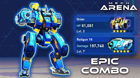 Orion With Railgun Mech Arena Gameplay Youtube