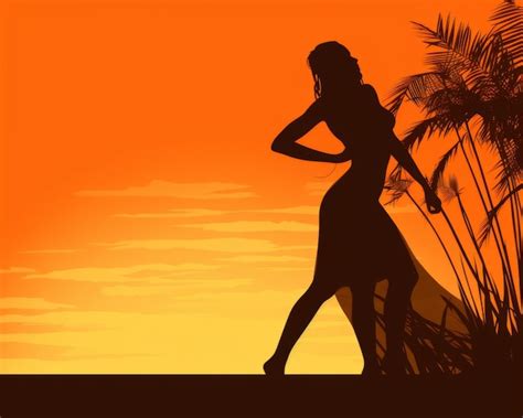 Premium AI Image | silhouette of a woman walking on the beach at sunset