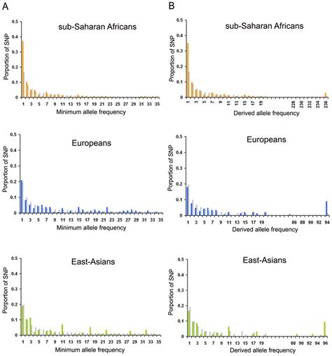 Minor Allele And Derived Allele Frequency Spectra A Minor Allele