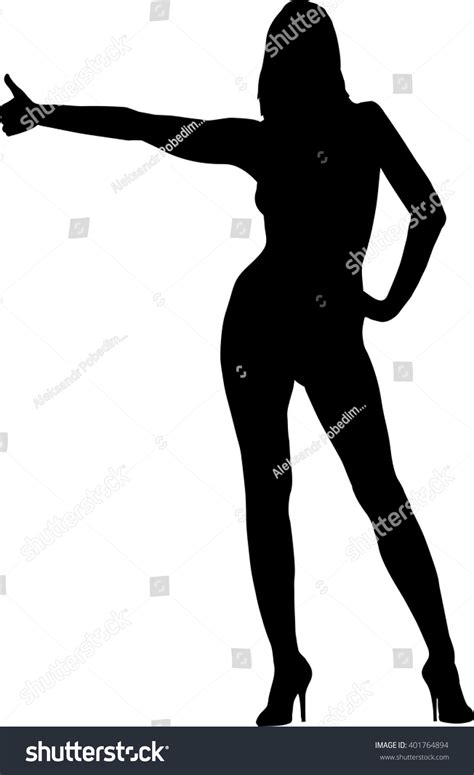 Perfect Body Naked Woman Silhouette Raised เวกเตอรสตอก ปลอดคา