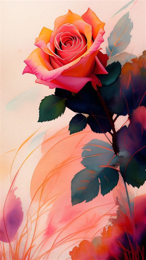 There Is A Painting Of A Rose With A Pink Background Nair Archan