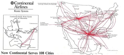 Continental Airlines Timetables Route Maps And History Route Map
