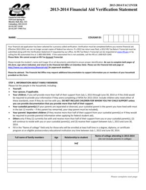 Fillable Online Cscc Financial Aid Verification Statement