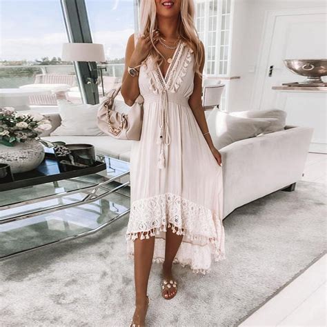 Stylish Apricot V Neck Sleeveless Maxi Dress Halres Casual Summer