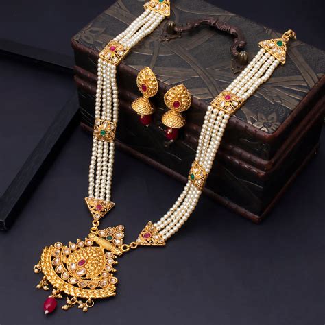 Buy Sukkhi Classic Pearl Gold Plated Wedding Jewellery Long Haram