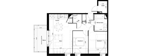 Plan appartement T3 de 62 21 m² neuf résidence n223345 à Gujan Mestras