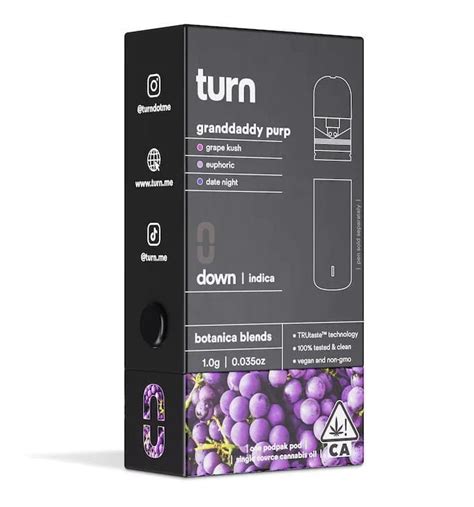 Turn Disposable Vape Granddaddy Purp Indica G Pod