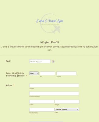 Seyahat Acentas M Teri Kay T Form Ablonu Jotform