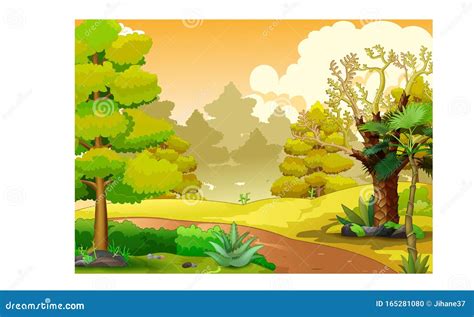 Cool Landscape Forest View Cartoon Royalty Free Stock Image