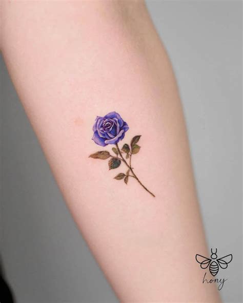 Realistic Purple Rose Tattoos