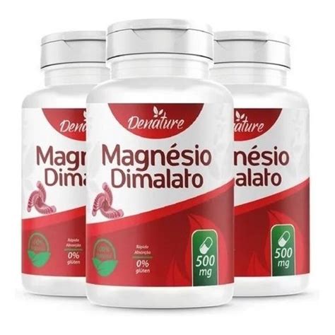 Kit 3x Magnesio Dimalato 500mg 100 Capsulas Denature Shopee Brasil