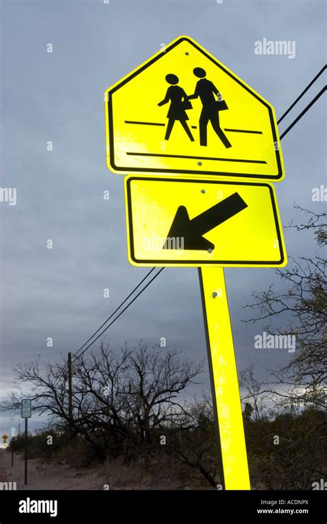 School Children Crossing Ahead Sign High Resolution Stock Photography