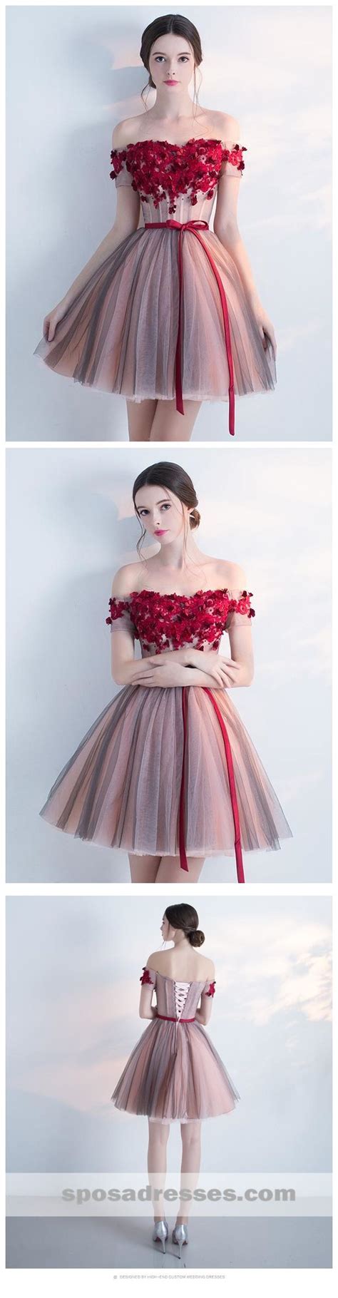 Off Shoulder Red Lace Cheap Short Homecoming Dresses Online Cm