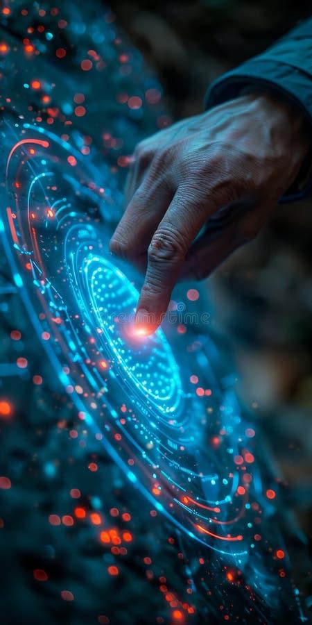 closeup   persons hand interacting   modern touch screen