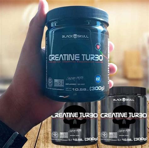 Kit 2x Creatine Turbo Suplemento Alimentar Black Skull 300g Caveira