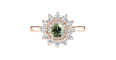 Bague Or Rose Saphir Vert Lefkos Mm Gemmyo