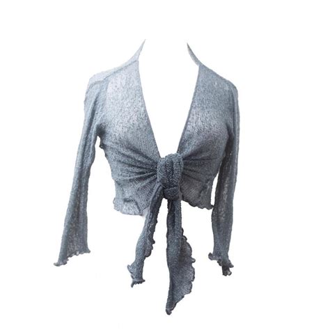 knit gray tie top    bali  size depop