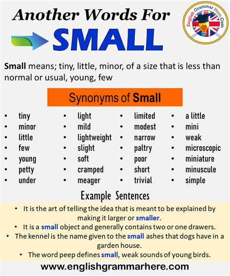 Another word for Small, What is another, synonym word for Small? Every ...