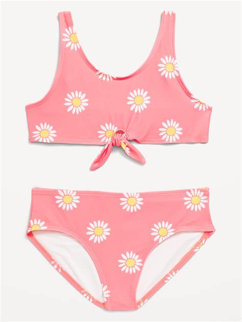 Printed Tie Knot Bikini Swim Set For Girls Old Navy