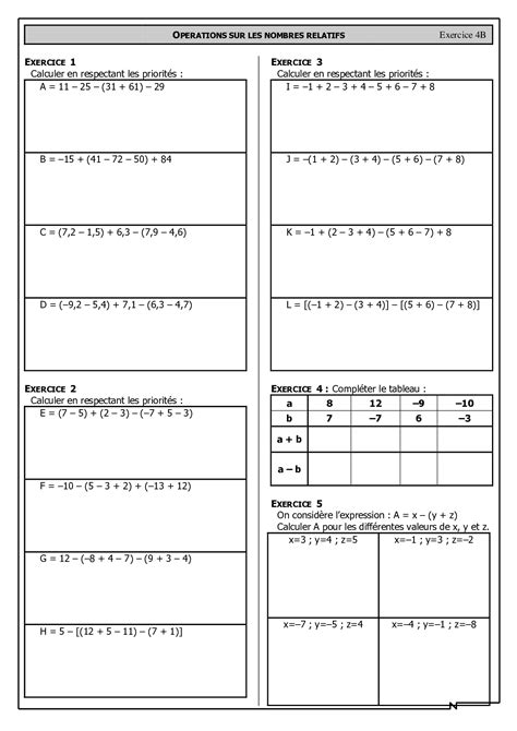 Ecriture Simplifi E Des Nombres Relatifs Exercices Alloschool