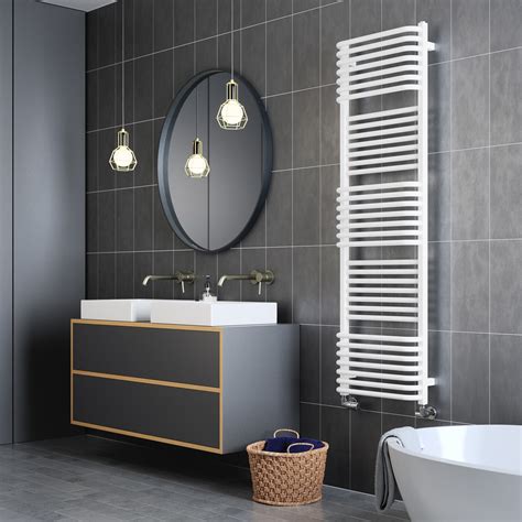 Soft White Curved Vertical Bathroom Towel Radiator 1580 x 500mm ...