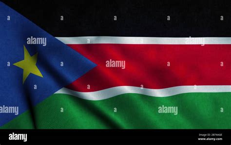 South Sudan Flag Waving In The Wind National Flag Of South Sudan Sign