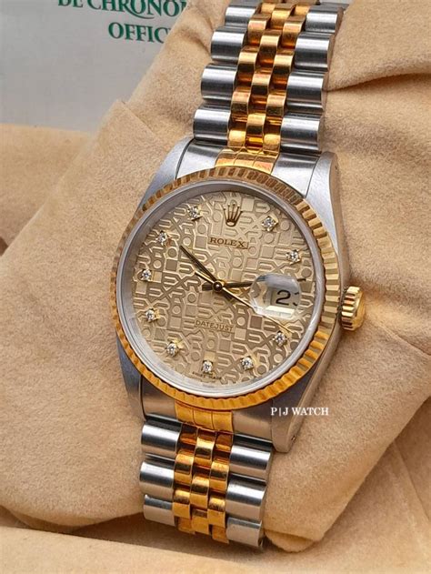 Rolex Datejust Mm Two Tone Champagne Dial Diamond Ref