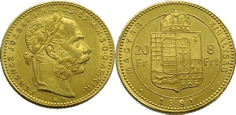 Hungary Francs Forint Franz Joseph I Gold Extremely Fine