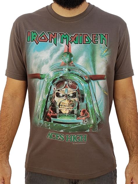 Camiseta Banda Iron Maiden Aces High Stamp Rock Wear Parcelamento