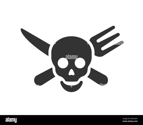 Skull Head Logo With Knife And Fork For Jolly Roger Pirate Flag Simple