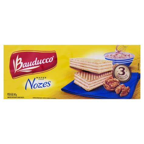 Biscoito Wafer Recheio Nozes Bauducco Pacote G Super Jos