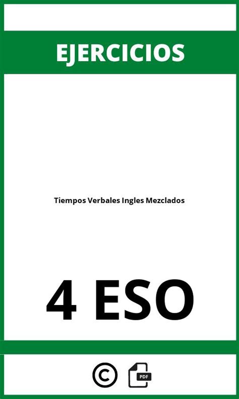 Ejercicios Tiempos Verbales Ingles Mezclados Pdf 4 Eso