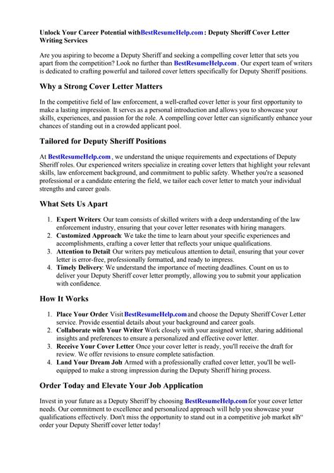 Deputy Sheriff Cover Letter By How To Write A Good Thesis Paper Issuu