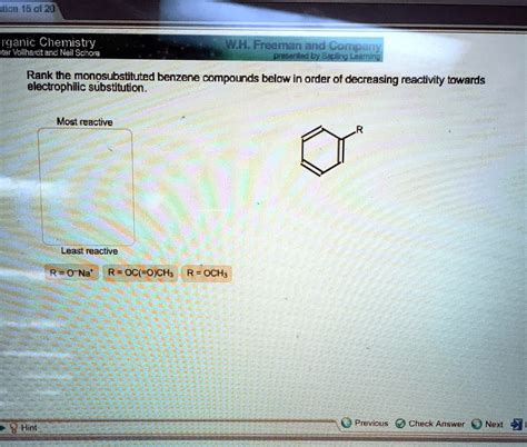 Solved Rank The Monosubstituted Benzene Compounds Below In Order Of