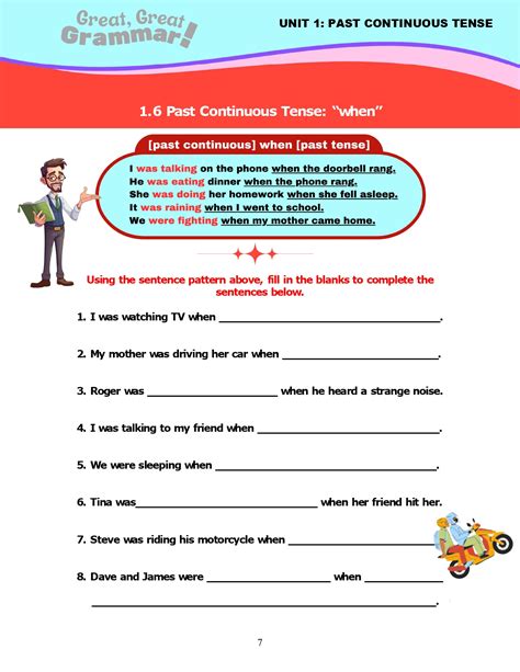 Esl Grammar Past Continuous Tense Review Stickyball Esl Lessons