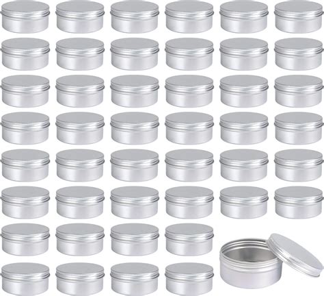 Marsheepy 30 Ml（1 Oz） 24 Pack Silver Aluminum Round Lip Balm Tin Storage Jar