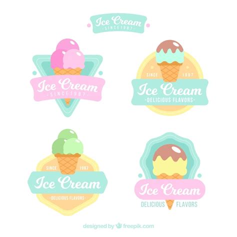 Colección De Logos De Helados Vector Premium