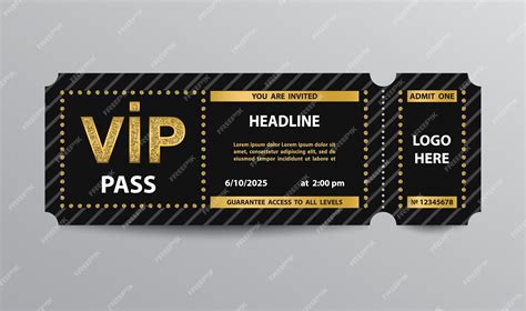 Vorlage Für Die Eintrittskarte Für Den Vip Pass Premium Vektor