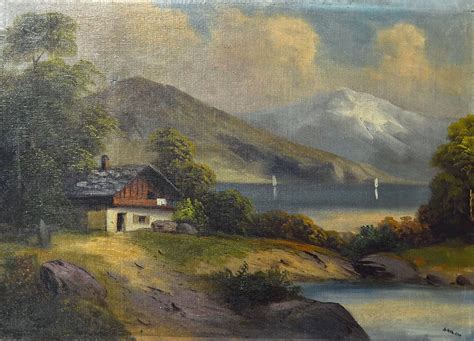 Adolf Hitler Attributed Oil Painting Dated 1910 Depicts A Lake Side