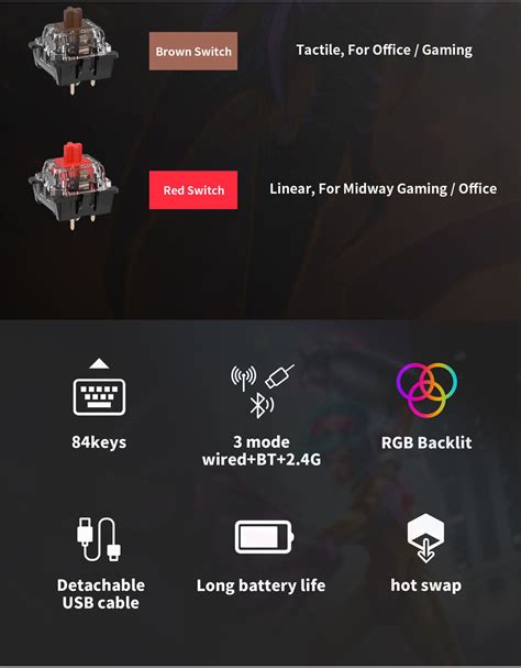 Royal Kludge Rk Tri Mode Hot Swappable Rgb Backlit Bluetooth G Mechanical Keyboard Rk
