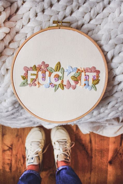 Pdf Pattern Modern Font Embroidery Fuck It Flower Etsy