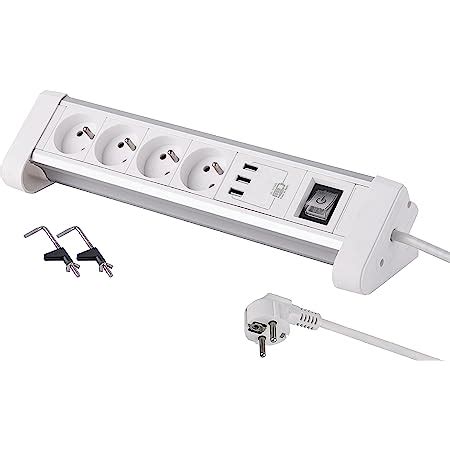 NTONPOWER Multiprise Plate 3 Prises avec 2 Ports USB Câble de 1 5 m