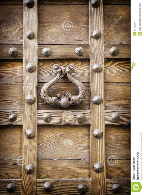 Ancient Door Knocker Of A Medieval Portal Stock Image Image Of Brown