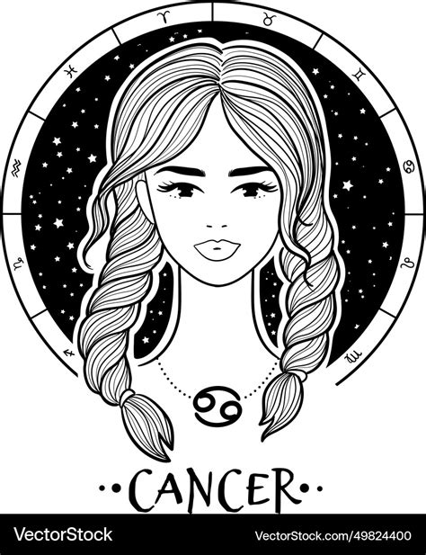 Cancer Zodiac Sign Line Art Royalty Free Vector Image