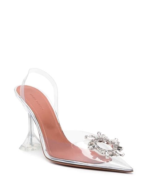 Amina Muaddi Begum Glass Slingback Pumps Beige Schoenen Nl