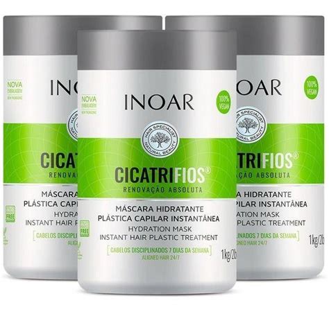 Kit Inoar 3 Máscaras Hidratante Cicatrifios 1kg Máscara Capilar