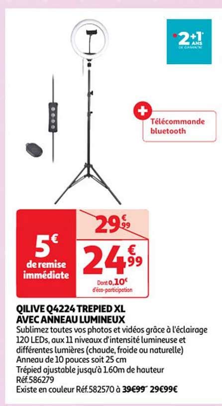 Promo Qilive Q Tr Pied Xl Avec Anneau Lumineux Chez Auchan