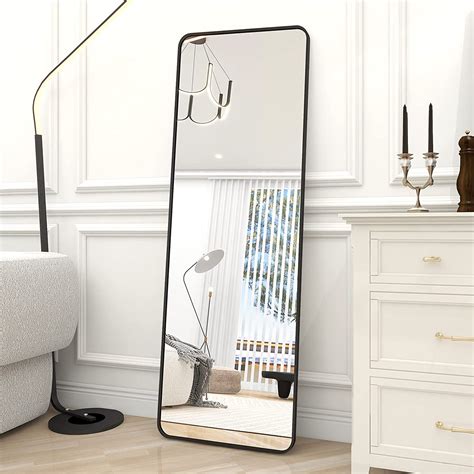 Beautypeak Black Full Length Mirror 65x22 Rounded Corner Floor